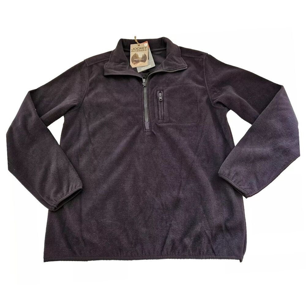 Jockey Outdoors Fleece Jacket Mens Small Gray Water Repellant 1/4 Zip Pocket NWT